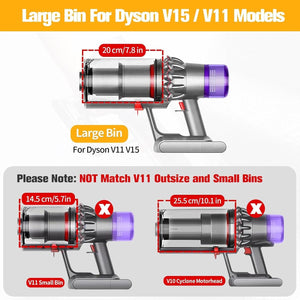 Replacement Upgraded Larger Dust Bin Cup For Dyson V11, V15, SV14, SV15, SV22. Replaces Part # 970050-01, 965443-01