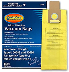9 Pack Kenmore U, L, O, 5068, 50688, 50690 Micro Filtration Vacuum Bags