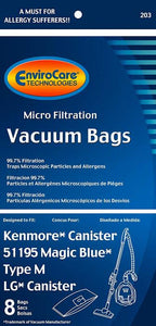 8 Kenmore Canister 51195 Magic Blue Type M Vacuum Bags