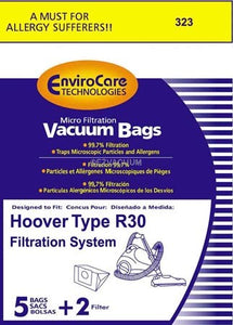 Replacment Bags for Hoover Type R30 Canisters (5 Bags + 2 Filters)