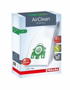 Miele U 3D Efficiency Air Clean Vacuum Bags (4 Bags + 2 Filters)